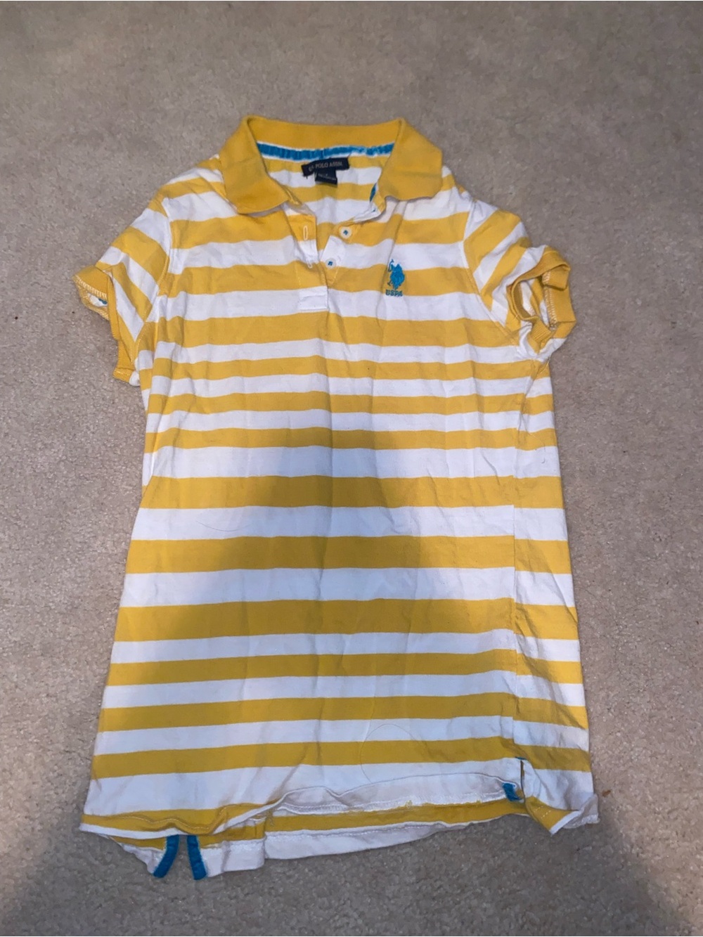 Yellow & White Striped Polo Shirt by